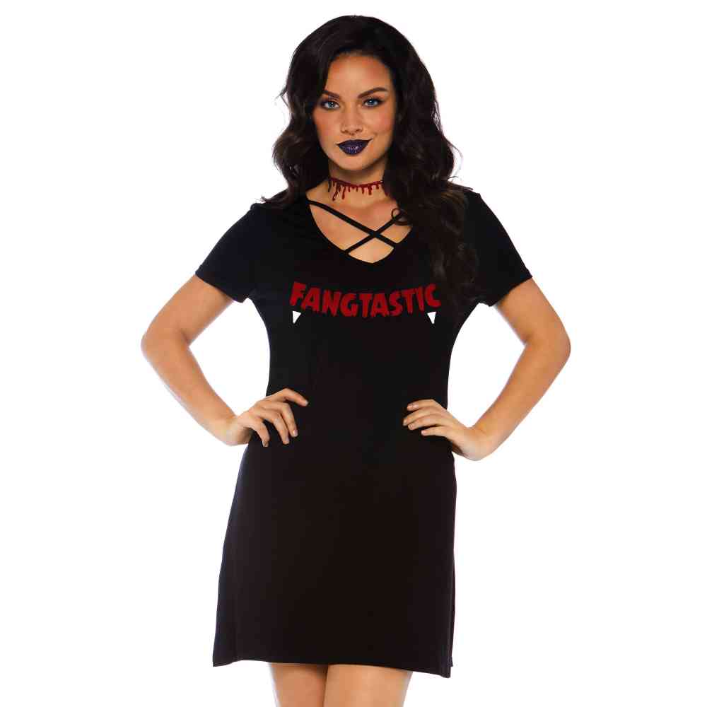 Leg Avenue - Fangtastic Jersey Kostüm Kleid - Schwarz